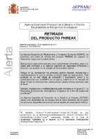 Alerta de la AEPSAD en relación a la retirada del producto PHREAK