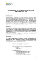 Proyecto del Plan Nacional de Tecnificación Deportiva de Piragüismo 2014-2015